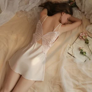 Slip Nightdress Top women Floral Slip Dress Butterfly back Sexy Ladies Suspender Pajamas Cherry Print Loungewear